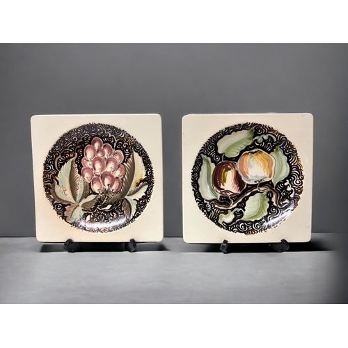 398 - EDMOND BELLEFROID (1893-1971) FOR DE SPHINX, MAASTRICHT PAIR OF DISHES. Circa 1938. Hand painted bun... 