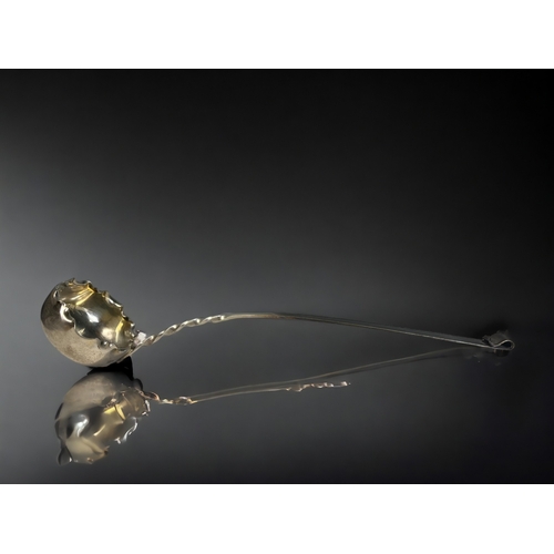 735 - A VICTORIAN HUKIN & HEATH SILVER PLATE LADLE.
Naturalistic design.