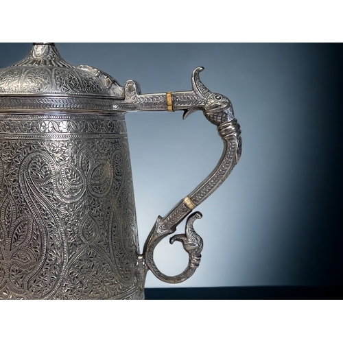 380 - A VICTORIAN SILVER PLATE KASHMIRI STYLE TEAPOT & MILK JUG. 
By Roberts & Belk, Circa 1875. 
Elborate... 