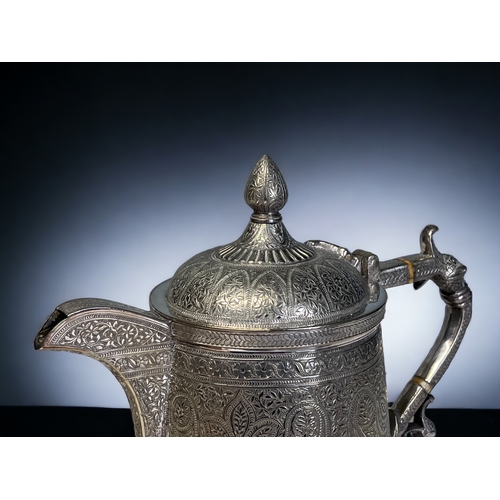 380 - A VICTORIAN SILVER PLATE KASHMIRI STYLE TEAPOT & MILK JUG. 
By Roberts & Belk, Circa 1875. 
Elborate... 