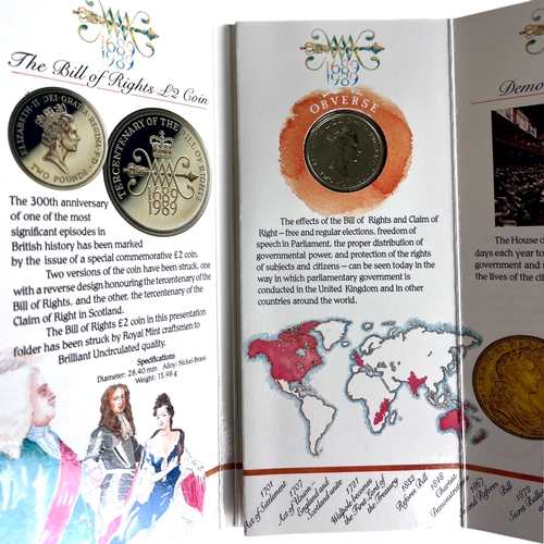 746 - A COLLECTION OF 16 1989 'BILL OF RIGHTS' £2 COINS.
All with packaging, some still sealed. 
To celebr... 