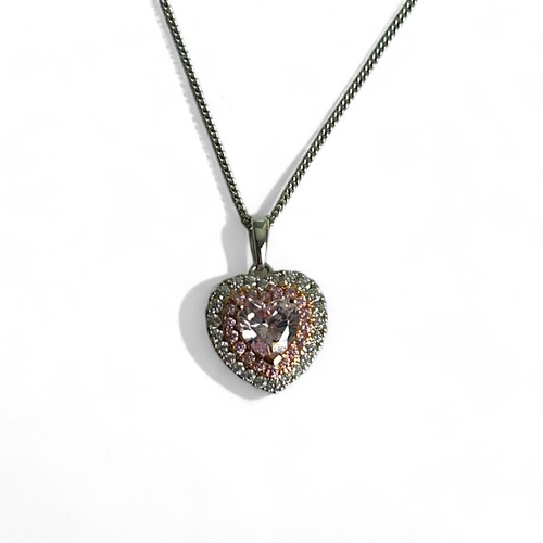 407 - A ladies silver 'Heart' pendant necklace.Pendant & clasp stamped '925'.