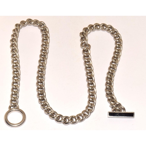 423 - Good heavy 925 silver neck chain with T bar 50cm long 97g