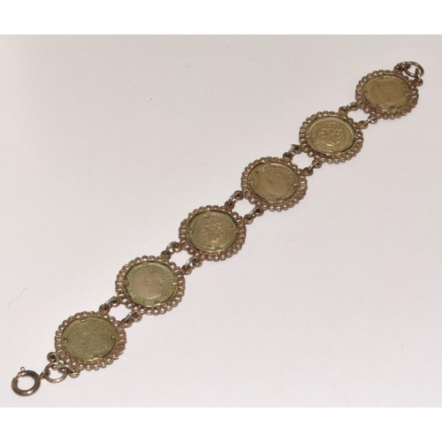 424 - 925 silver three penny bit bracelet 23g