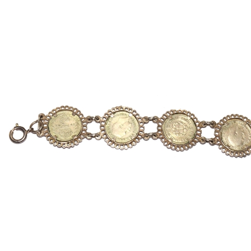 424 - 925 silver three penny bit bracelet 23g