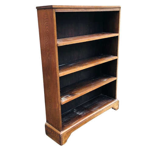 4 - Antique Oak 4 shelf book case with bracket feet