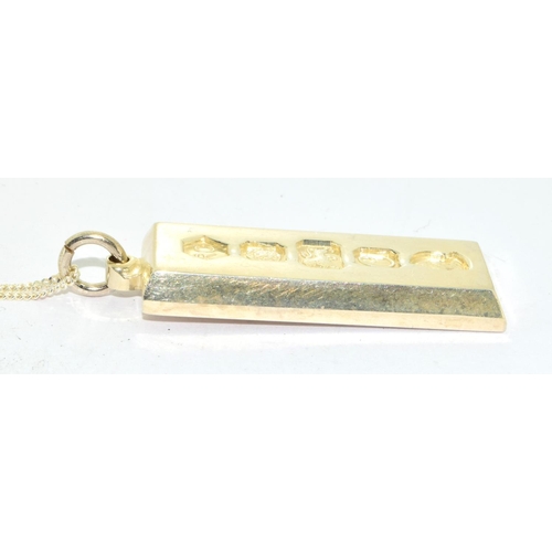 428 - 925 silver hallmarked Ingot and neck chain 