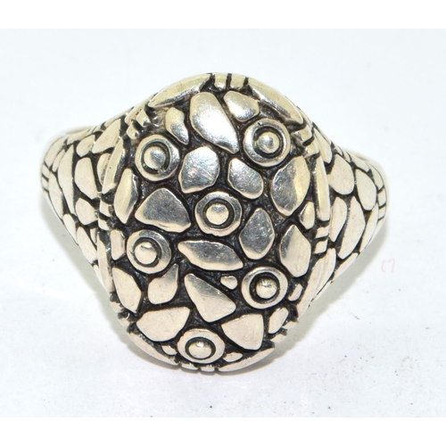 429 - 925 silver Mosaic pattern statement ring size 