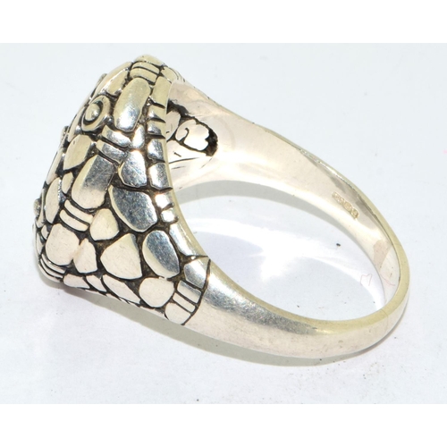 429 - 925 silver Mosaic pattern statement ring size 