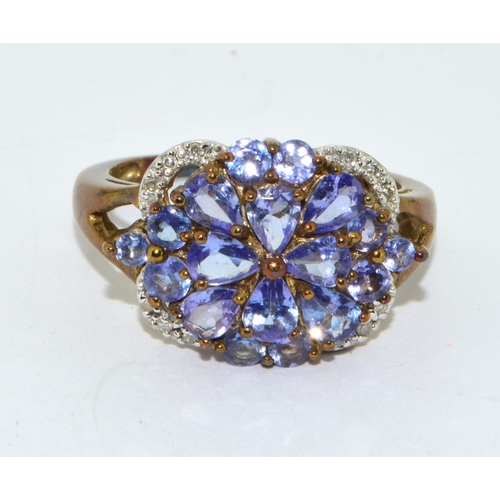 431 - 925 silver gilt ladies Amethyst halo design ring size O