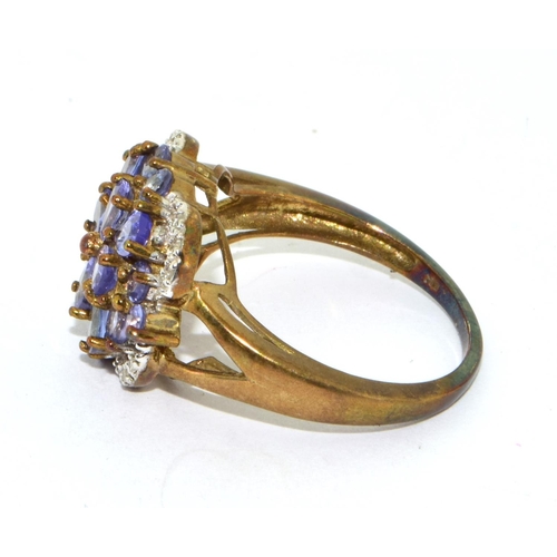 431 - 925 silver gilt ladies Amethyst halo design ring size O