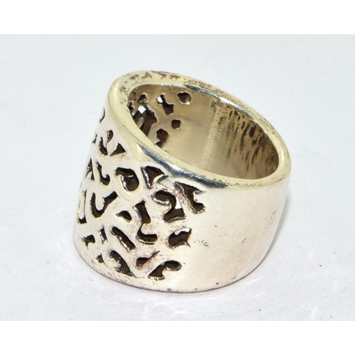 432 - 925 silver large open work possible signet ring size N