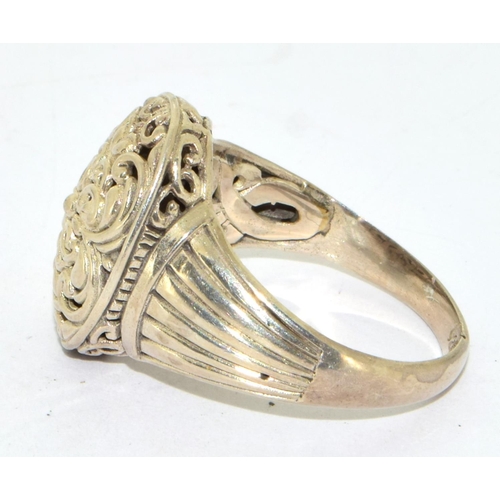 436 - 925 silver ladies oval open work vintage design ring size P