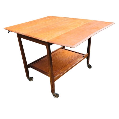 12 - Mid century Drop Leaf Teak Trolley Approx Height 63cm x depth 76cm x width 94cm