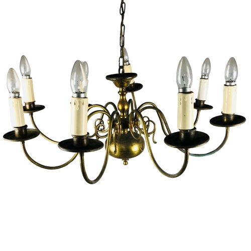 36 - vintage Brass 8 Arm Ceiling Light