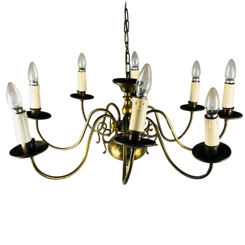 36 - vintage Brass 8 Arm Ceiling Light