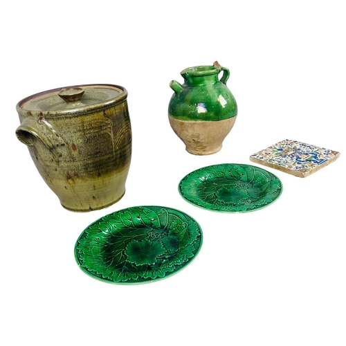 53 - Victorian and later ceramics to include Plates, Jar, Jug & Tile