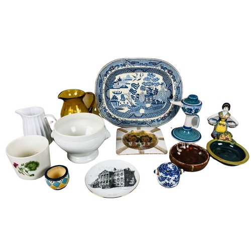 60 - Collection of Ceramic Items to include Gouda ware willow pattern etc.