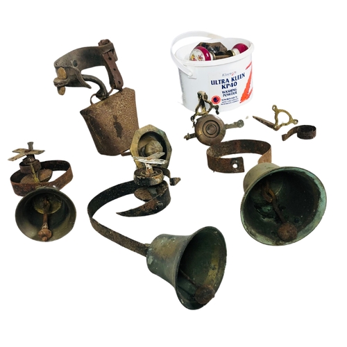 75 - Collection of Door Bells, Cow Bell and Door Handles Hardware Etc