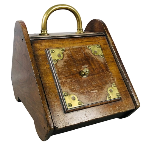 78 - Wooden Coal Box with Brass Handle Additions