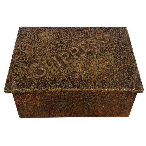 79 - Wooden Copper Covered Slippers Box