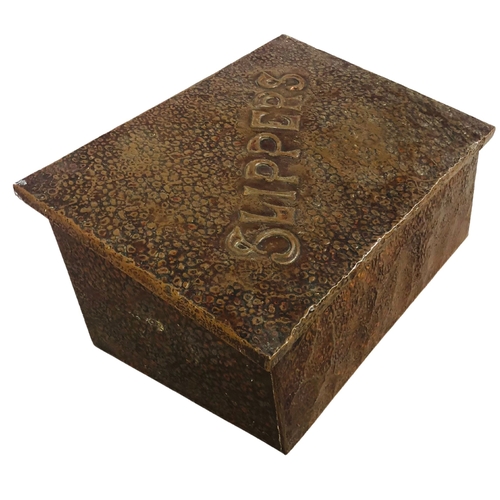 79 - Wooden Copper Covered Slippers Box