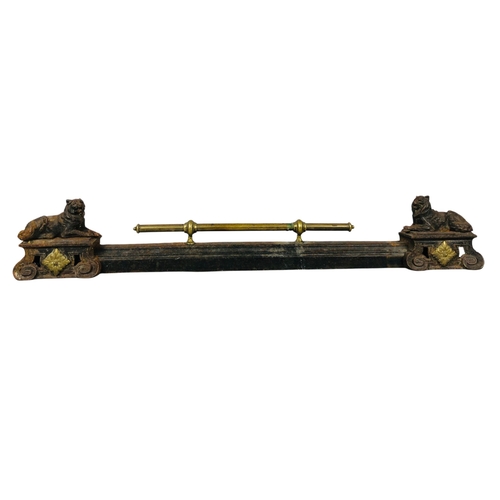 80 - Cast Iron Fire Surround with Brass Bar and Dog Finials