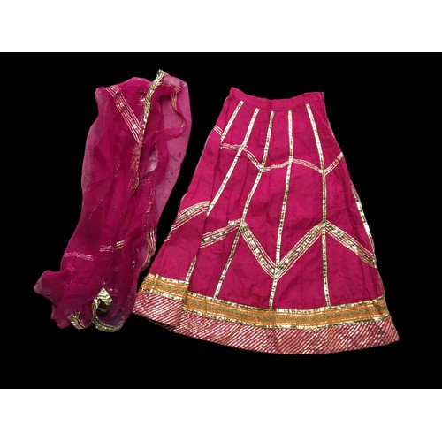 379 - Rajistani Skirt and Shawl/Headress Pink