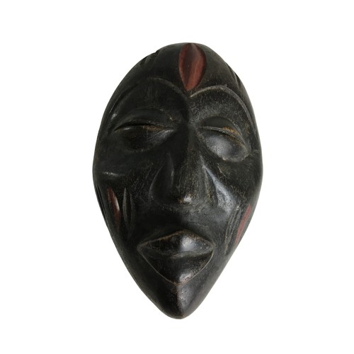 308 - Two African Tribal Masks Small. Wall hanging Souvenir Pieces, nicely carved.Each 15cm approximately ... 