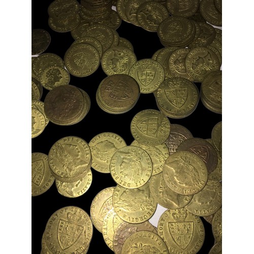 280 - Large Quantity of Replica George III Spade Guineas, 1797, 1768 (250+!). Your own Treasure Horde!