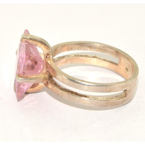 211 - 925 silver ladies Pink Tourmaline large square head ring size R