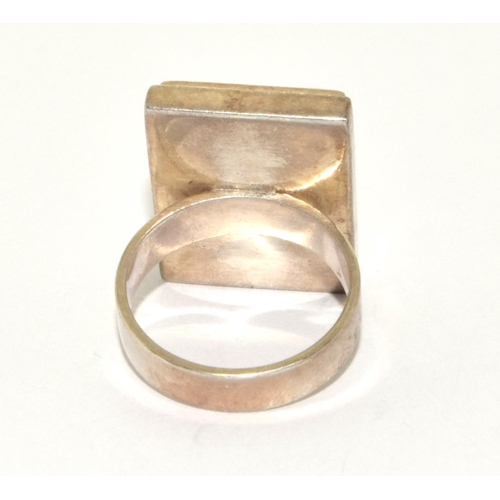 255 - 925 silver large oblong shape jet ring size N