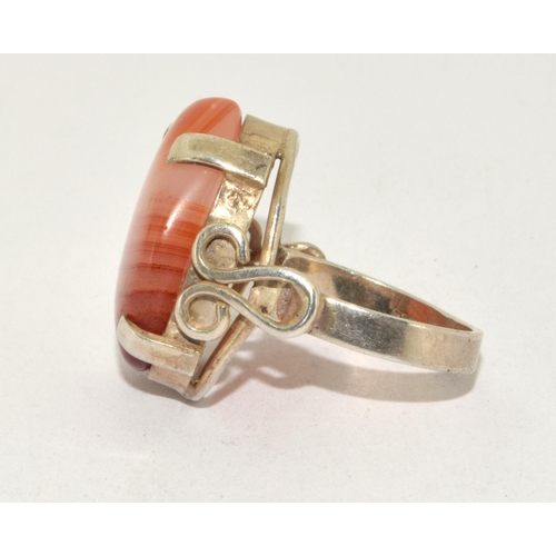 261 - 925 silver large Carnelian centre stone ring size  L