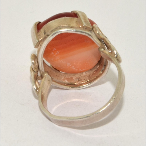 261 - 925 silver large Carnelian centre stone ring size  L