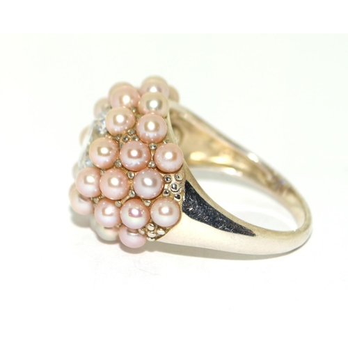 263 - 925 silver ladies Pearl statement ring size S