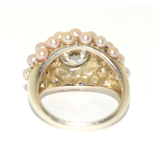 263 - 925 silver ladies Pearl statement ring size S