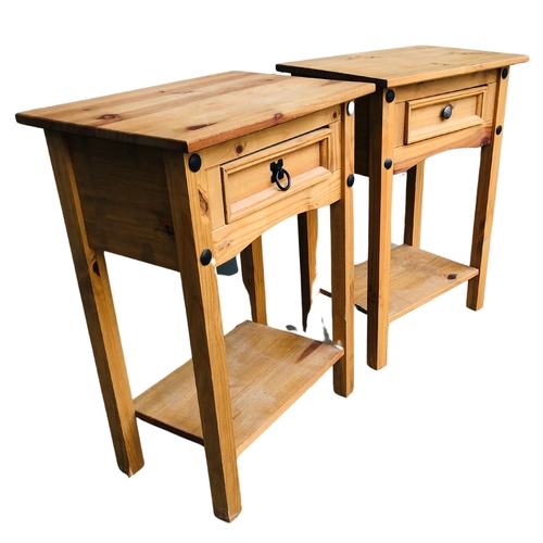 4 - Two Pine Bedside Tables height 73cm width 52.5 depth 35cm