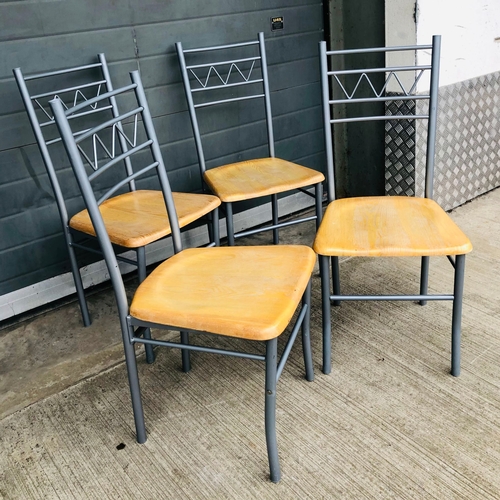 9 - Four Chairs with Metal Frame and Pine Seat