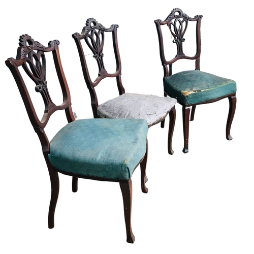 14 - Three Victorian Mahogany Dining Chairs A/F