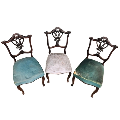 14 - Three Victorian Mahogany Dining Chairs A/F