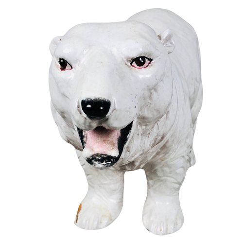 53 - Large Terracotta glazed Polar Bear Ornament