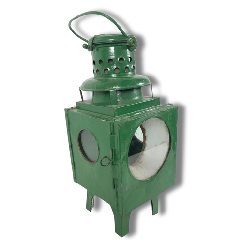 309 - Large 1020's Railway Level Crossing Gates Non Sweating Lantern. 4 Lenses, Paraffin Burner Inside. So... 