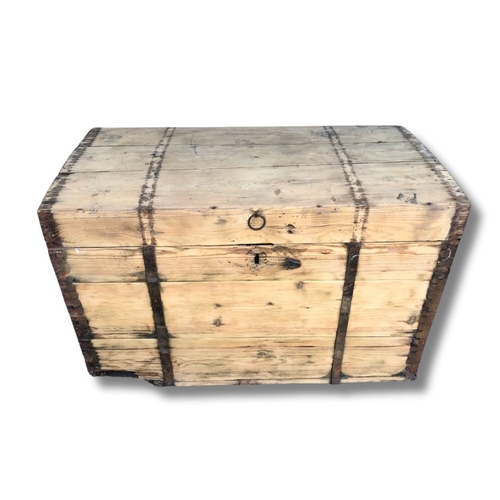 329 - Very Large Antique Pine Wooden Chest H-79cm W- 130.5 D-73.5cm