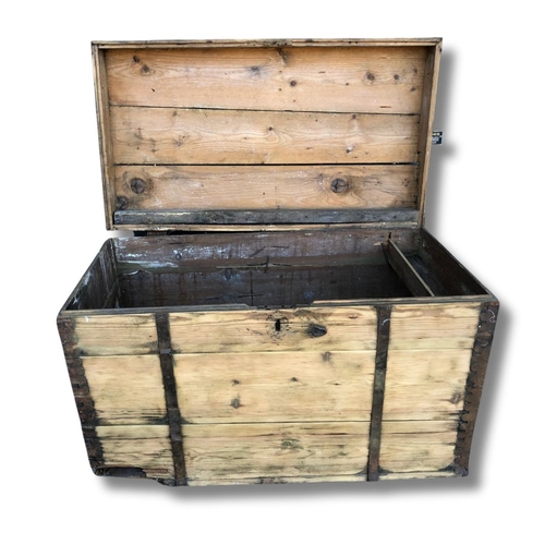 329 - Very Large Antique Pine Wooden Chest H-79cm W- 130.5 D-73.5cm