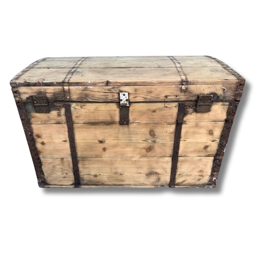 329 - Very Large Antique Pine Wooden Chest H-79cm W- 130.5 D-73.5cm