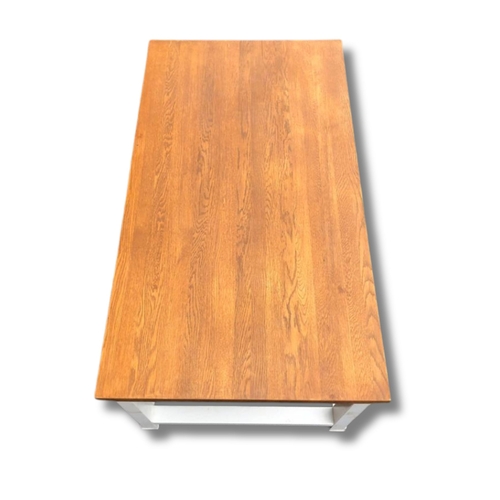 334 - Oak Top Coffee table with slatted wooden shelf