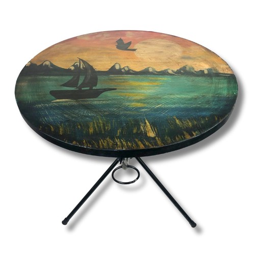 338 - Circular Metal Painted Table with Tip Top