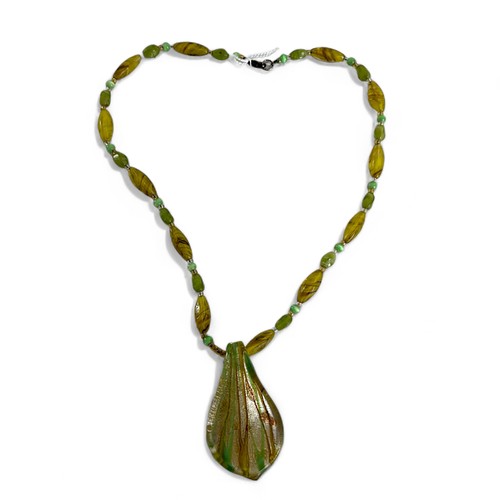 443 - Mid Century Glass Beaded Yellow Necklace, in the Murano Style.