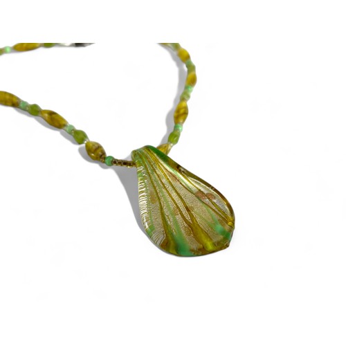 443 - Mid Century Glass Beaded Yellow Necklace, in the Murano Style.