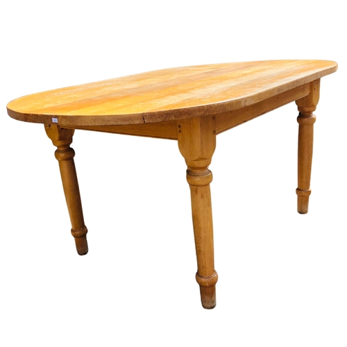 9 - Light oak country cottage table  H 74 x D 1m x L 155cm